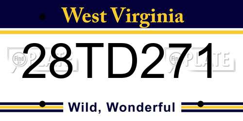 28TD271 West Virginia License Plate