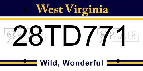 28TD771 West Virginia License Plate