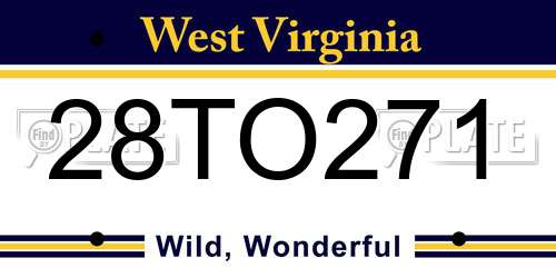 28TO271 West Virginia License Plate