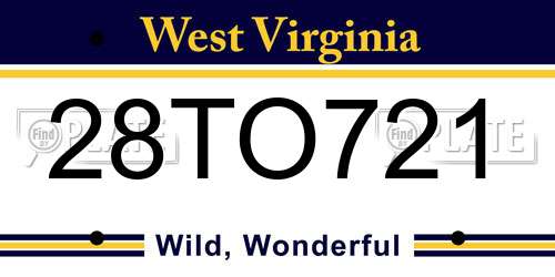28TO721 West Virginia License Plate