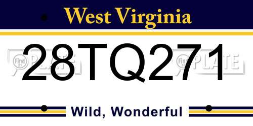 28TQ271 West Virginia License Plate