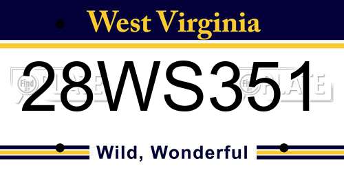 28WS351 West Virginia License Plate