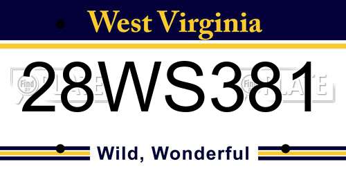 28WS381 West Virginia License Plate