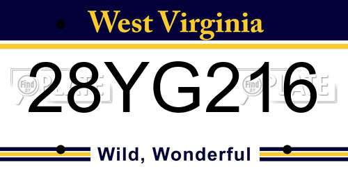 28YG216 West Virginia License Plate