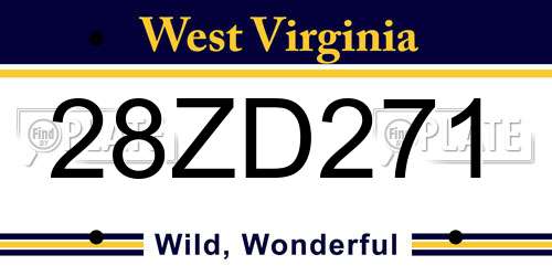 28ZD271 West Virginia License Plate
