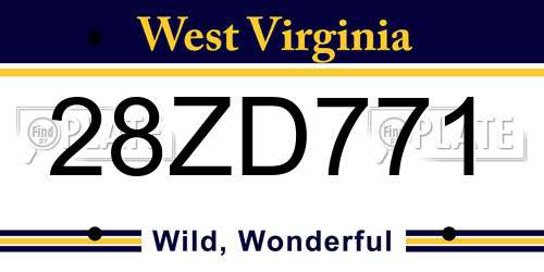28ZD771 West Virginia License Plate