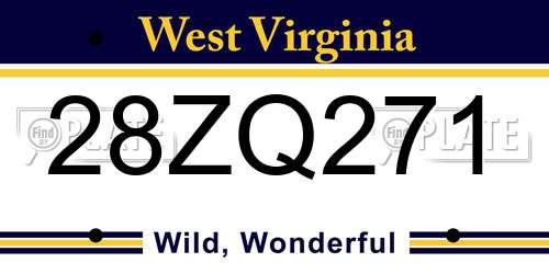 28ZQ271 West Virginia License Plate