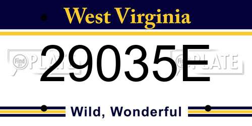 29035E West Virginia License Plate