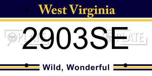 2903SE West Virginia License Plate