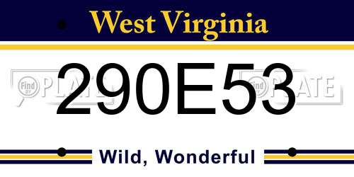 290E53 West Virginia License Plate