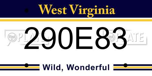 290E83 West Virginia License Plate
