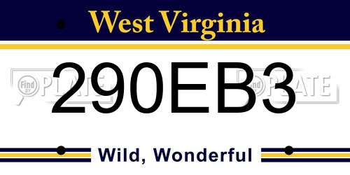 290EB3 West Virginia License Plate