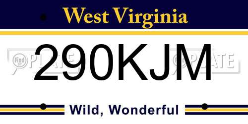 290KJM West Virginia License Plate