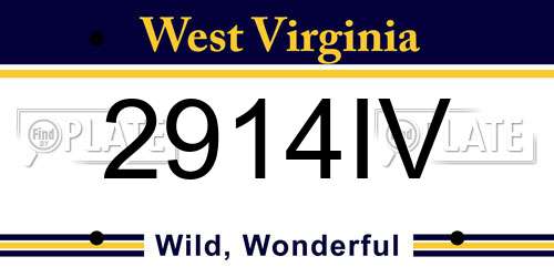2914IV West Virginia License Plate