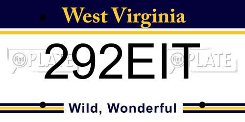 292EIT West Virginia License Plate
