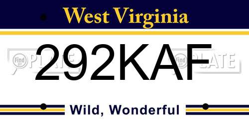 292KAF West Virginia License Plate