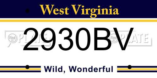 2930BV West Virginia License Plate