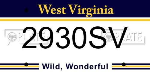 2930SV West Virginia License Plate