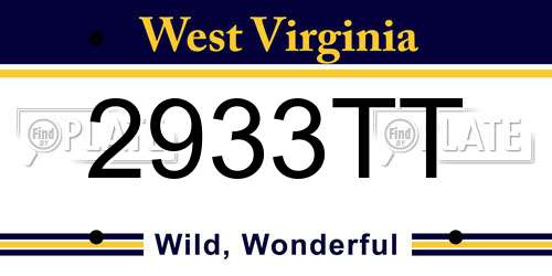 2933TT West Virginia License Plate