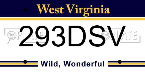 293DSV West Virginia License Plate