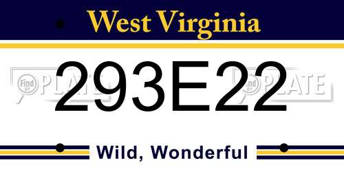 293E22 West Virginia License Plate