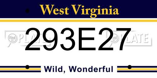 293E27 West Virginia License Plate