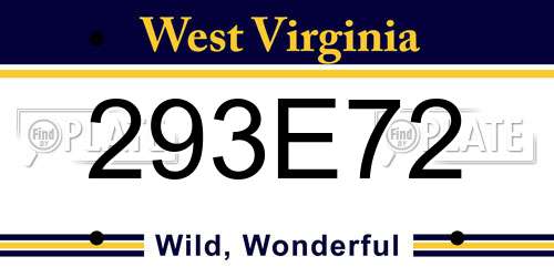 293E72 West Virginia License Plate