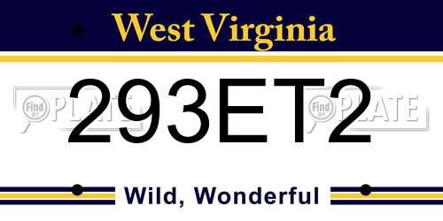 293ET2 West Virginia License Plate
