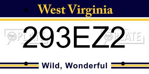 293EZ2 West Virginia License Plate