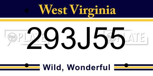 293J55 West Virginia License Plate