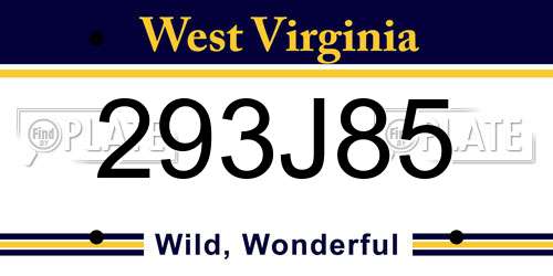 293J85 West Virginia License Plate