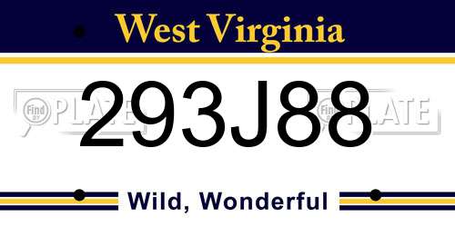 293J88 West Virginia License Plate