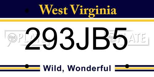 293JB5 West Virginia License Plate