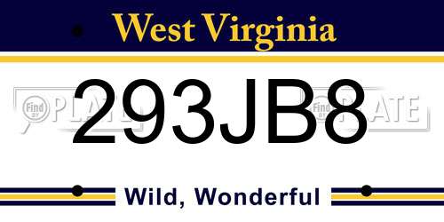293JB8 West Virginia License Plate