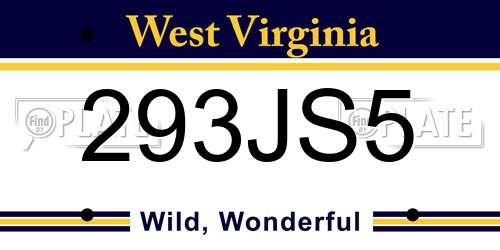 293JS5 West Virginia License Plate