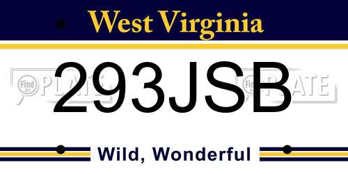 293JSB West Virginia License Plate