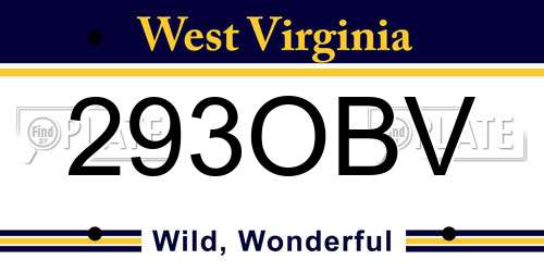 293OBV West Virginia License Plate