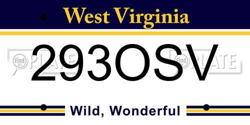 293OSV West Virginia License Plate