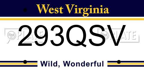 293QSV West Virginia License Plate