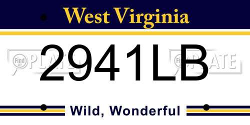 2941LB West Virginia License Plate