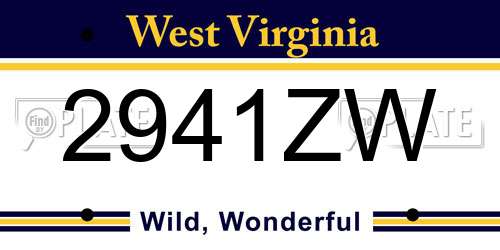 2941ZW West Virginia License Plate