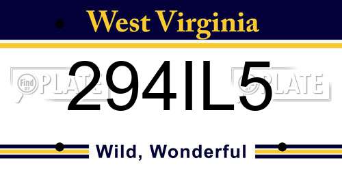 294IL5 West Virginia License Plate