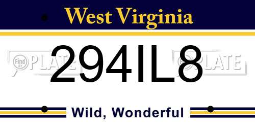 294IL8 West Virginia License Plate