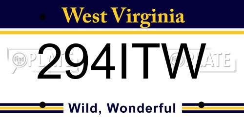 294ITW West Virginia License Plate