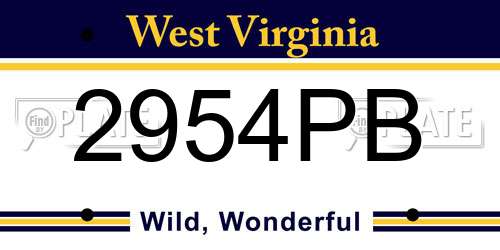 2954PB West Virginia License Plate