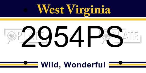 2954PS West Virginia License Plate