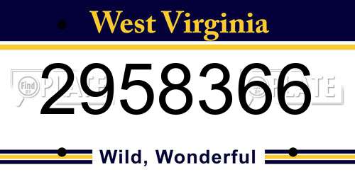 2958366 West Virginia License Plate