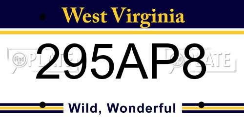 295AP8 West Virginia License Plate
