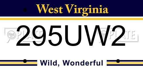 295UW2 West Virginia License Plate