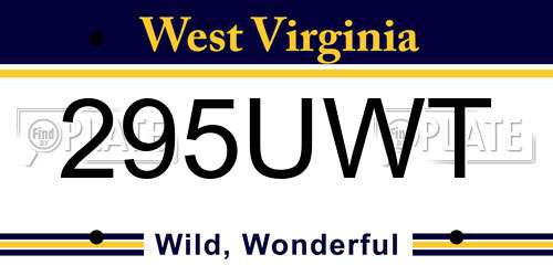 295UWT West Virginia License Plate
